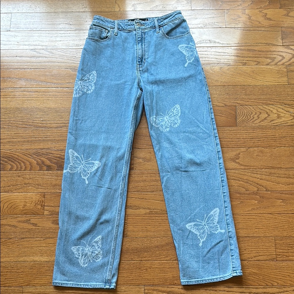 Hollister Butterfly print Ultra-high rise Dad Jean